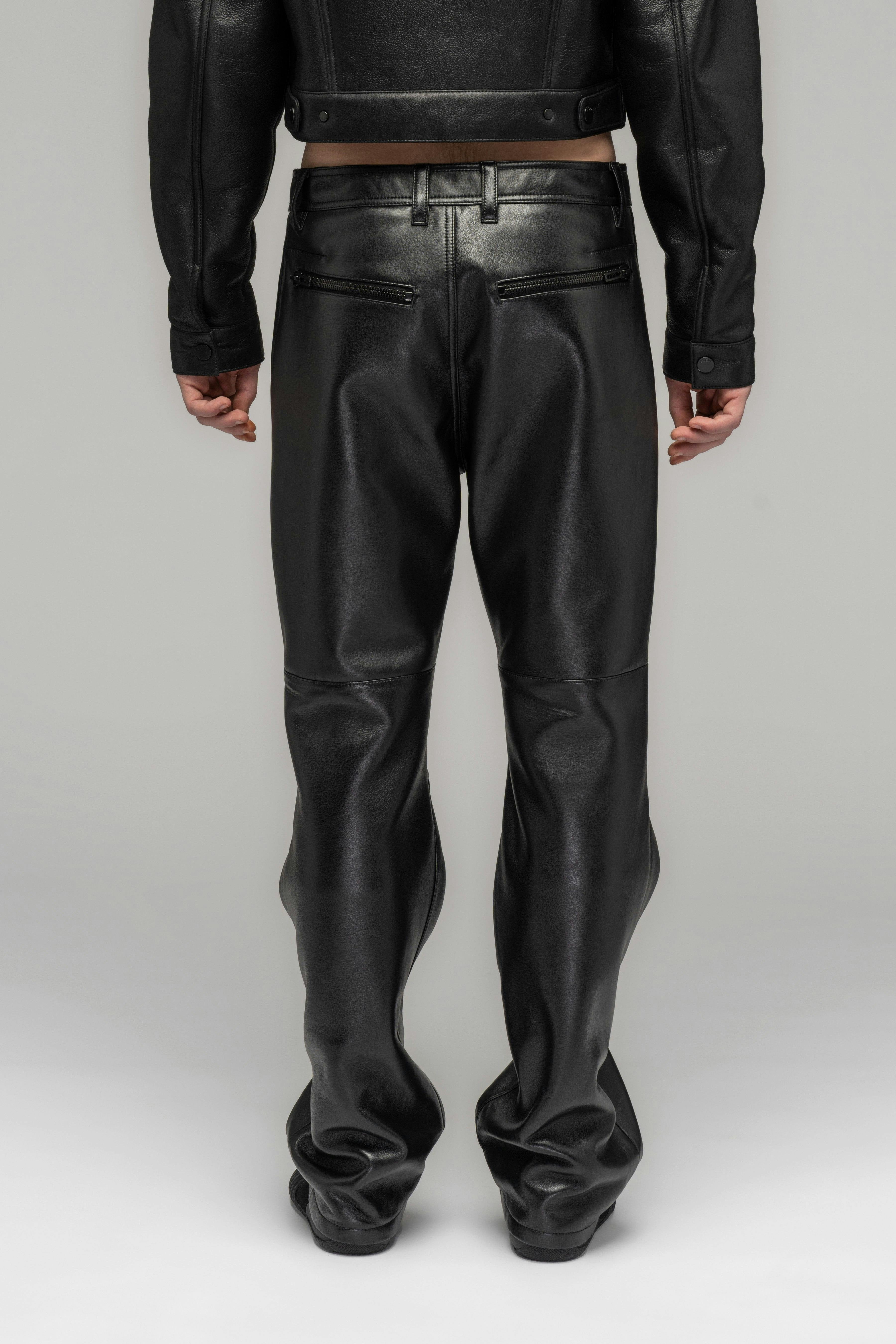 "SINGULAR" LEATHER ZIP TROUSERS - SSP_283-3