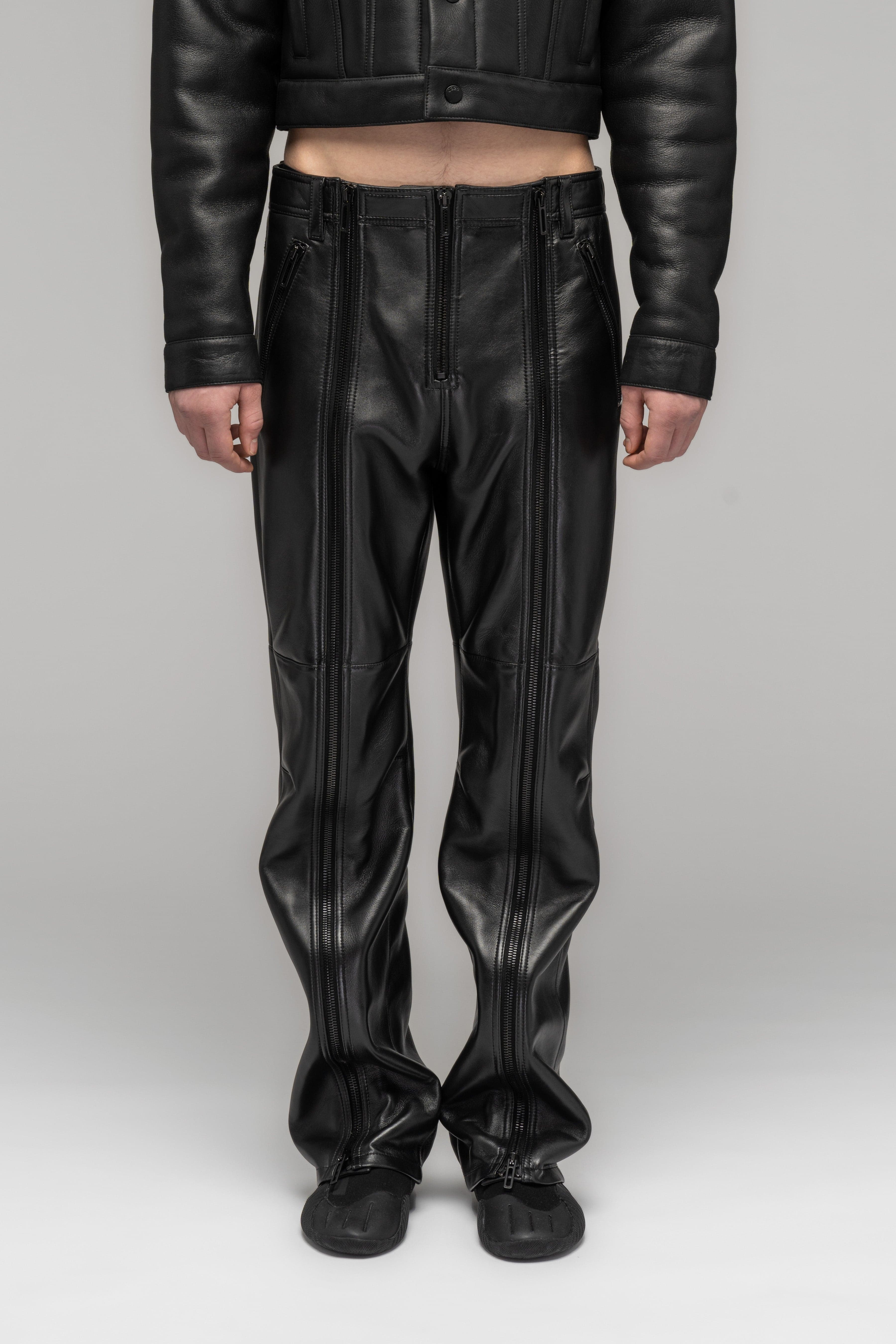 "SINGULAR" LEATHER ZIP TROUSERS - SSP_287-3