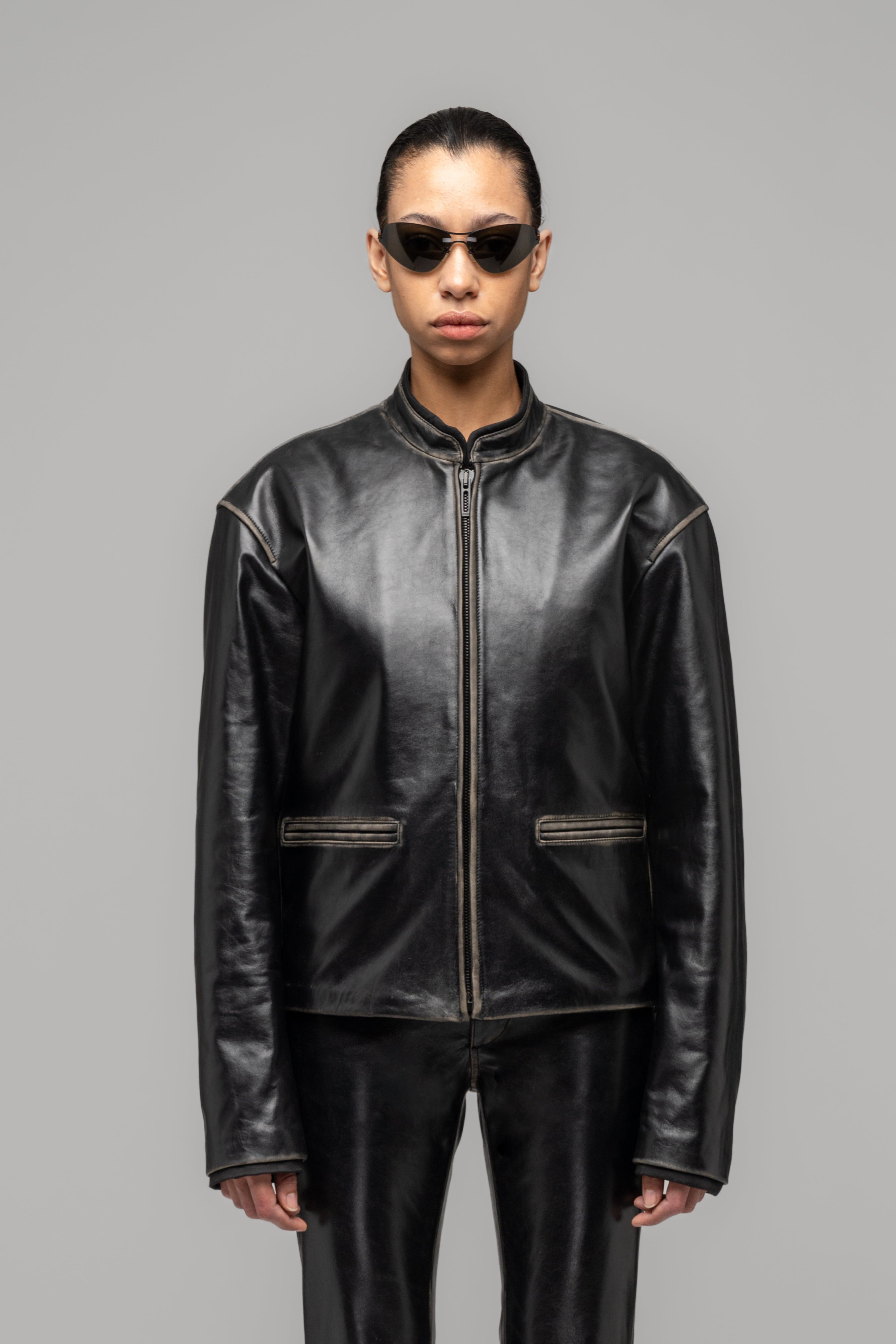 "UMA" LEATHER BIKER JACKET - WU102733-3