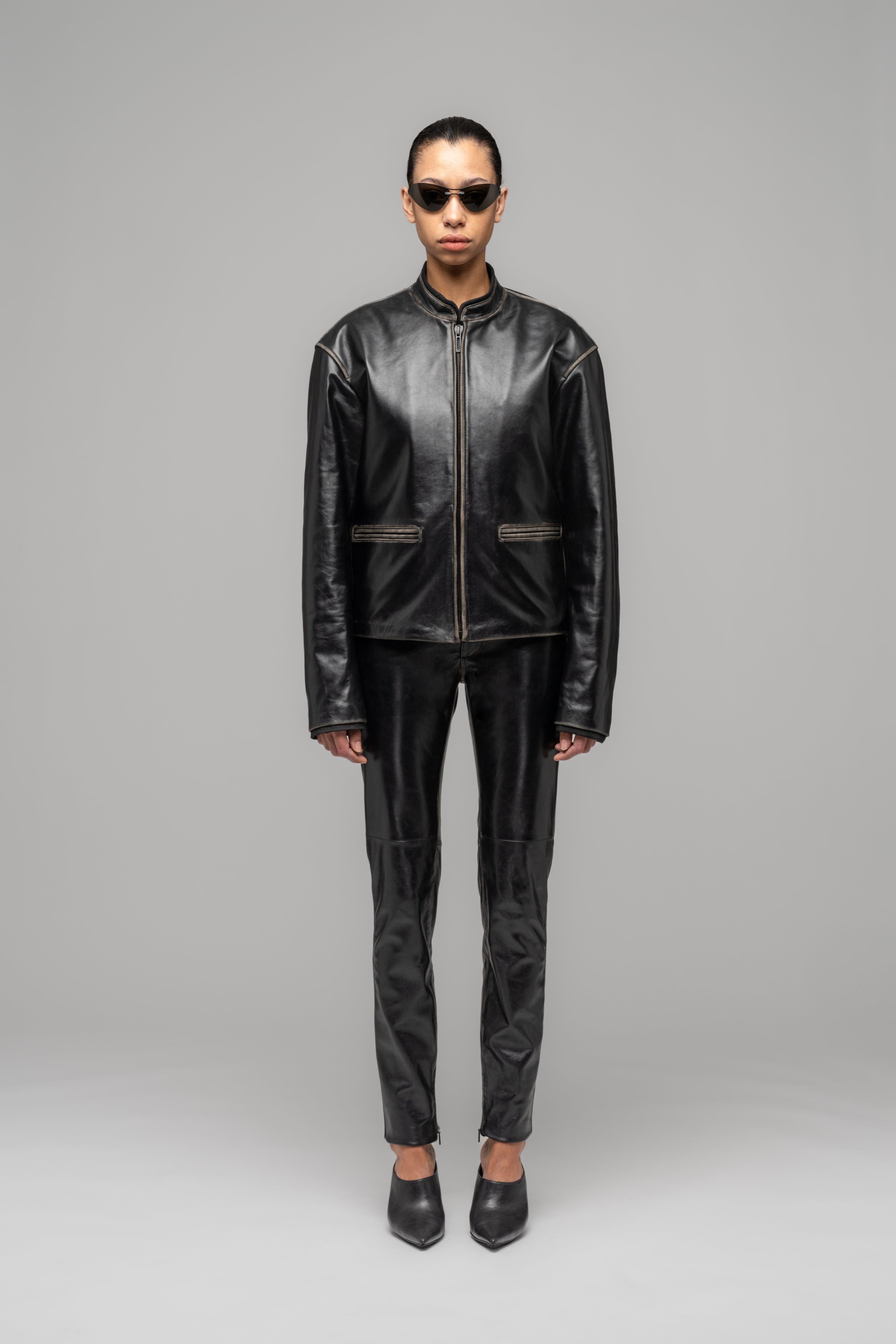 "UMA" LEATHER BIKER JACKET - WU102733