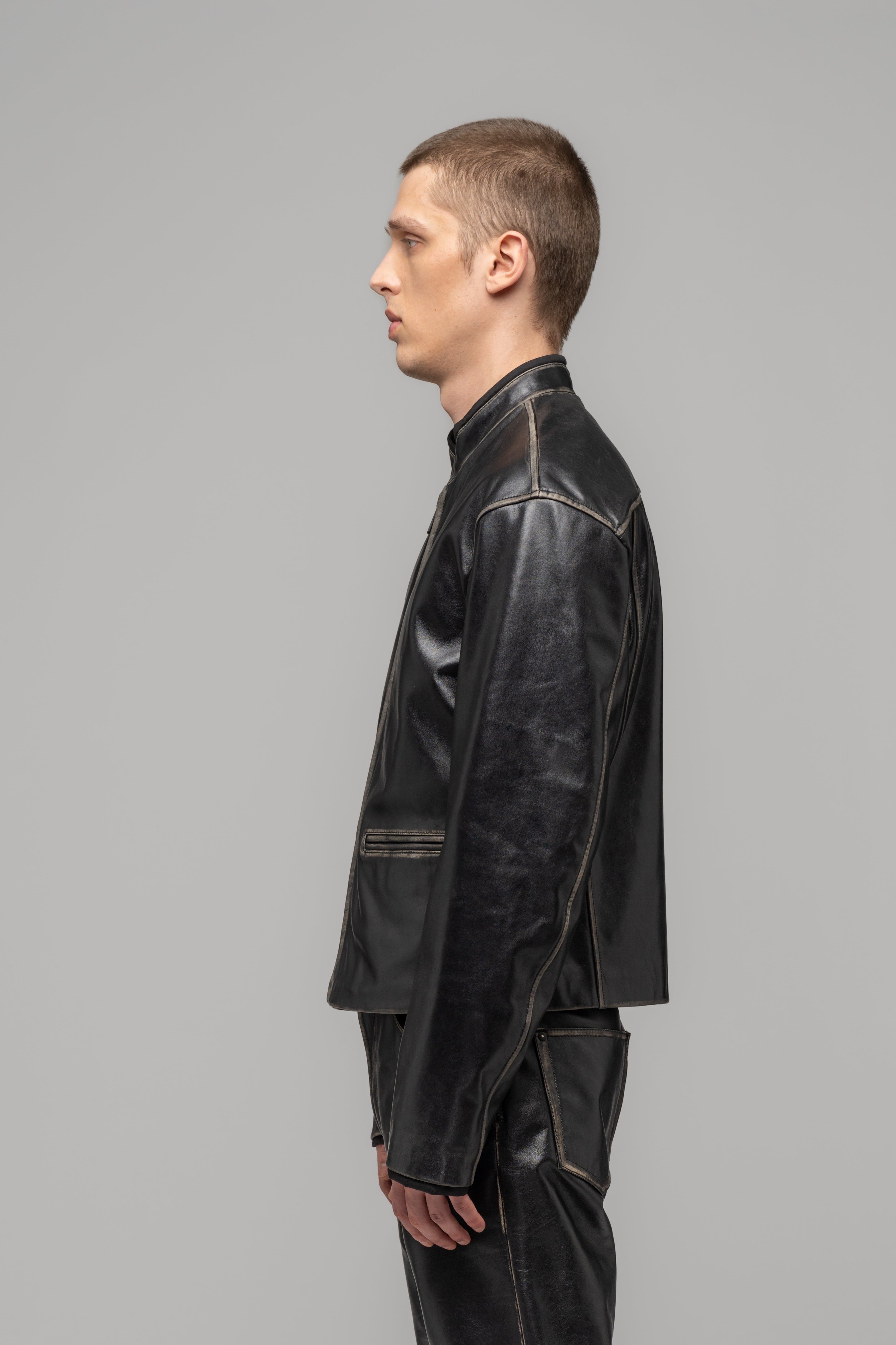 "UMA" LEATHER BIKER JACKET - WU102769