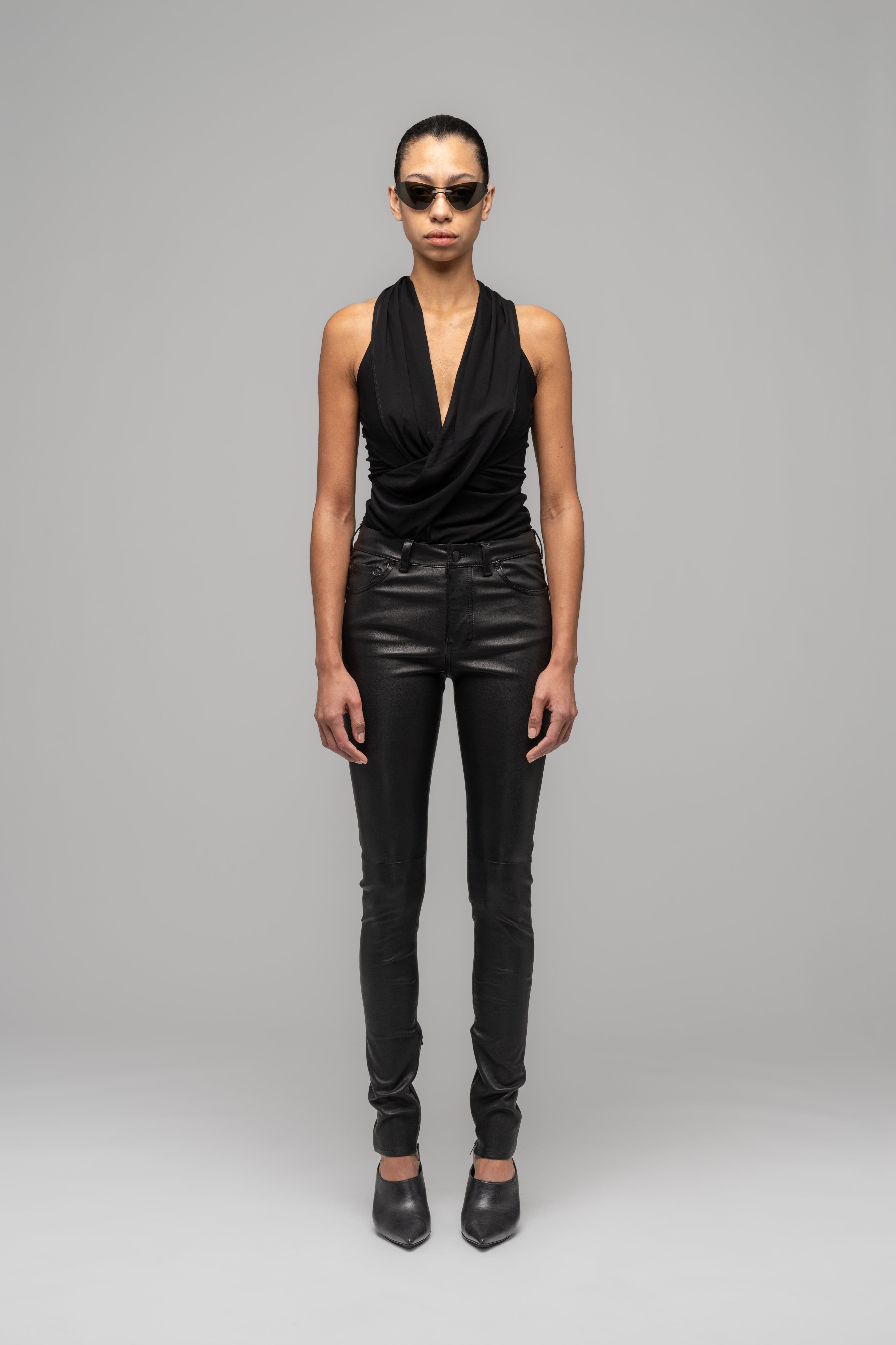 SKINNY LEATHER STRETCH TROUSERS PRE-ORDER - WU102777