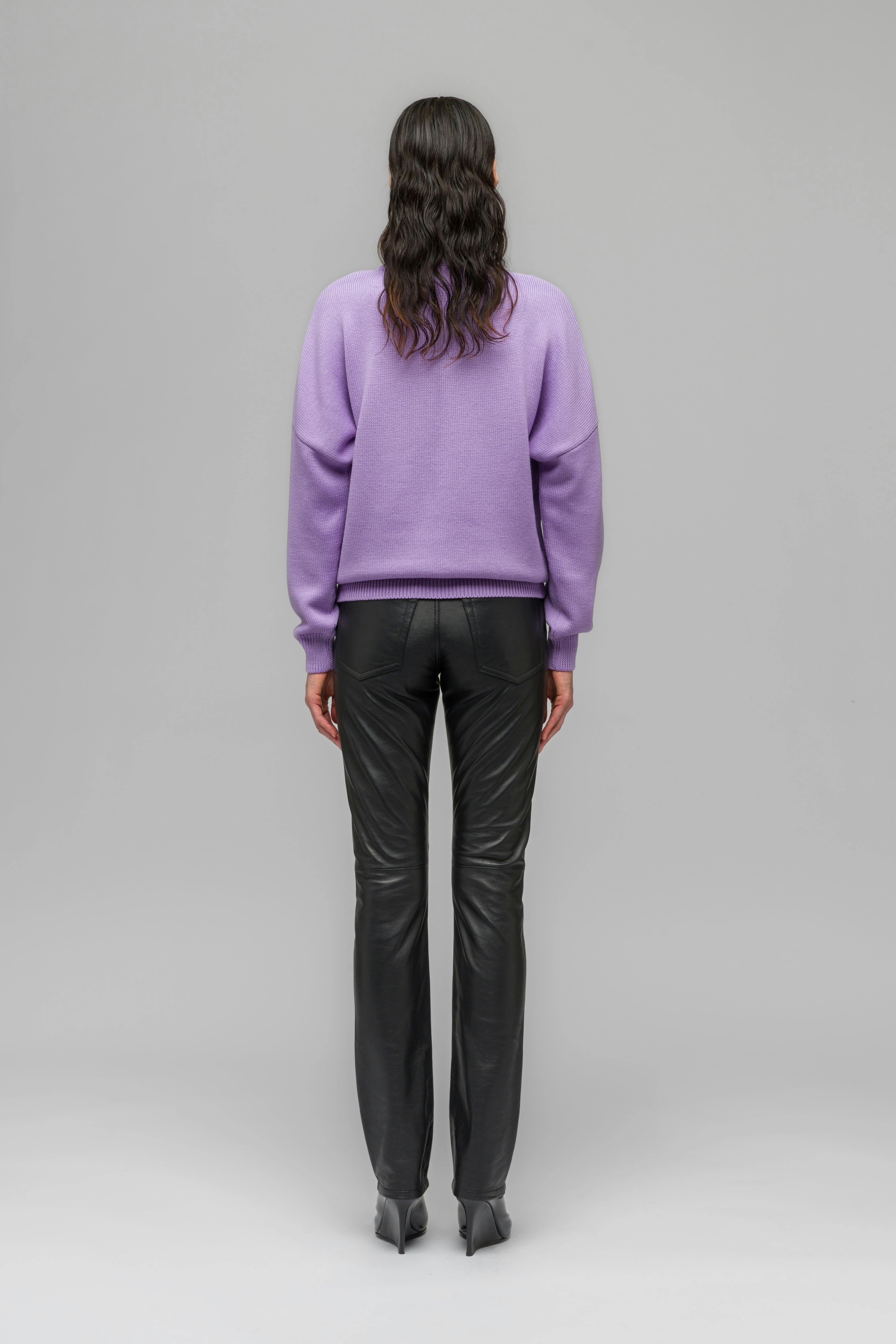 "SELFIE" SWEATER WASHED LILAC - WU103757